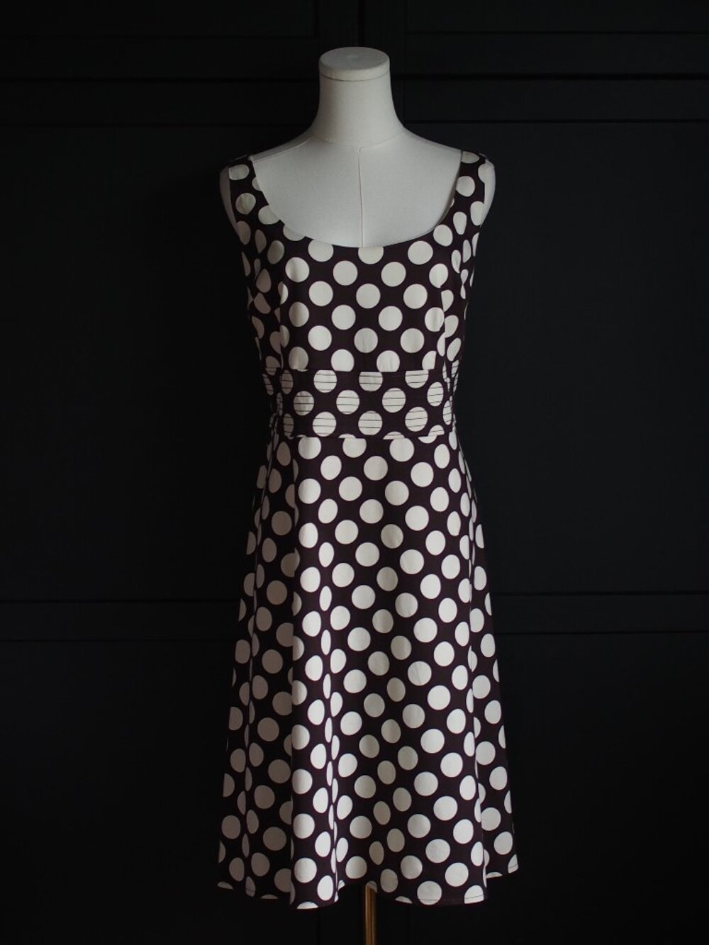 Laura Plus | Sleeveless Polka Dot Empire Waist Dress